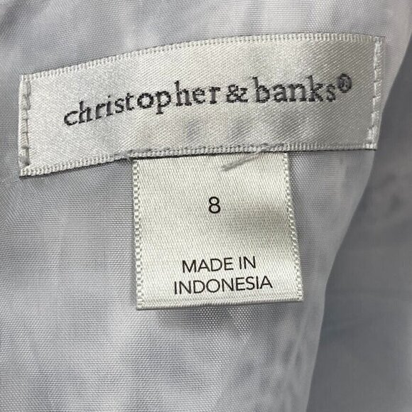 Christopher & Banks Dark Navy White Paisley Fit And Flair Sleeveless Dress 8 - Picture 7 of 9